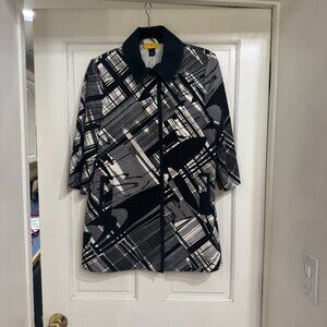 St John Printed Black/Ivory jacket Cotton & Elastine sz S